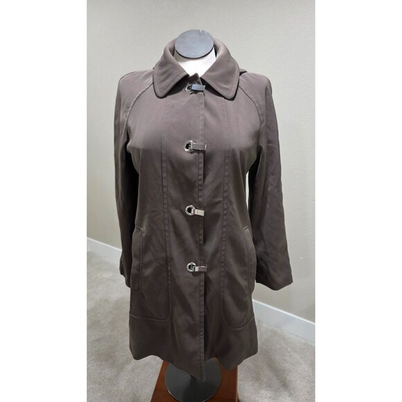 London Fog Womens Brown Hooded Raincoat Size M/M Polyester Blend - Picture 1 of 7